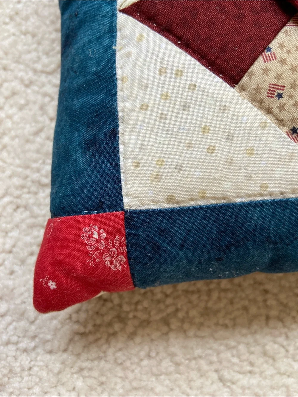 Handmade Quilted Patriotic Patchwork Accent Pillows Set of 2 | 8